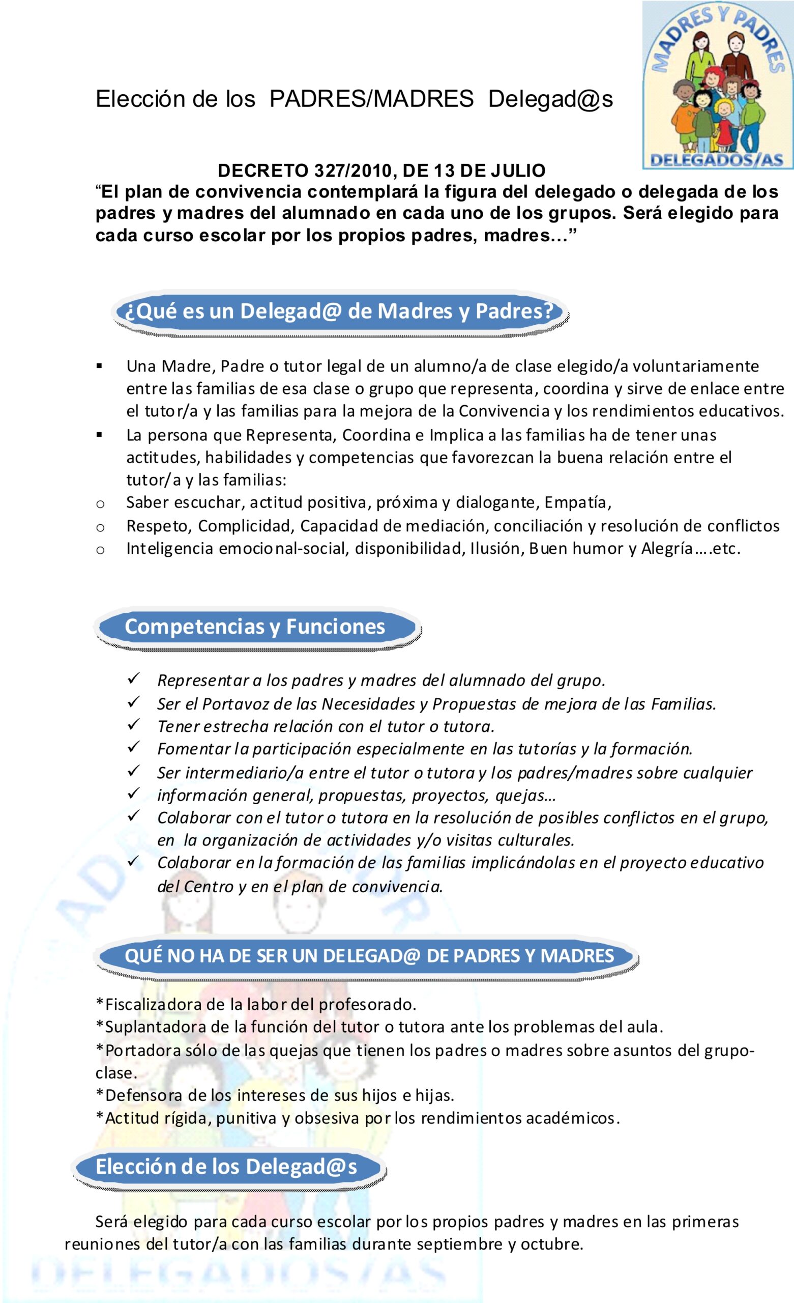 ELECCIÓN DE PADRES/MADRES DELEGADOS