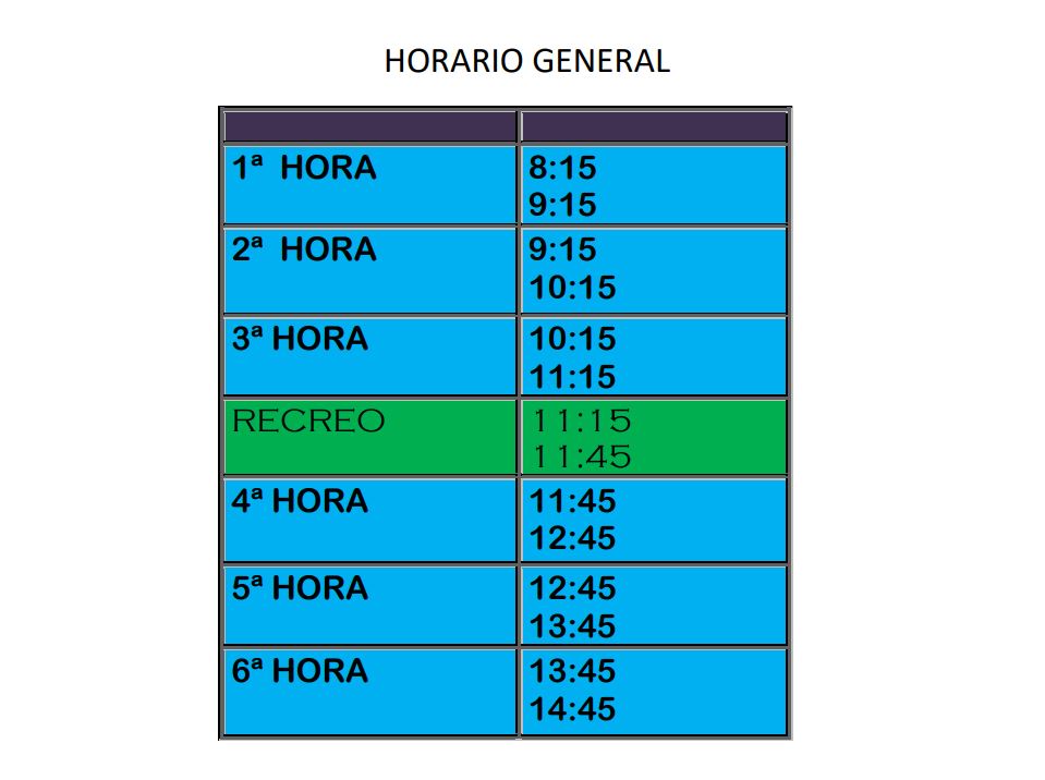 Horario general